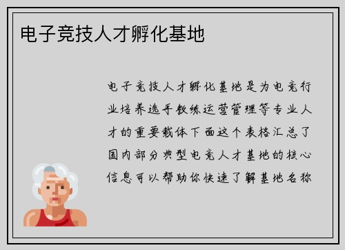 电子竞技人才孵化基地